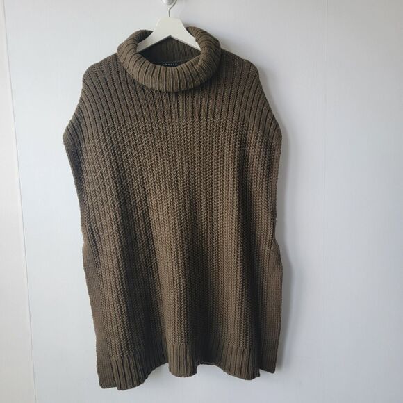 Theory womens Boseley Fine Haven Poncho size p-s Brown wool cashmere Oversized - Picture 1 of 7